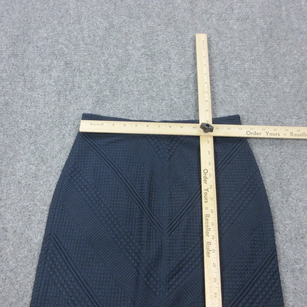 Tory Burch Skirt Womens Small Navy Blue Geometric Knit Pencil Stretch Career